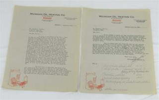 1921 Michigan Oil Heating Co. Nokol Automatic Oil Heating Letterhead Letters x2