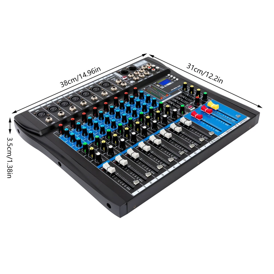 8 Channel Professional Bluetooth Live Studio Audio Mixer USB Mixing Console - Image 2 of 4