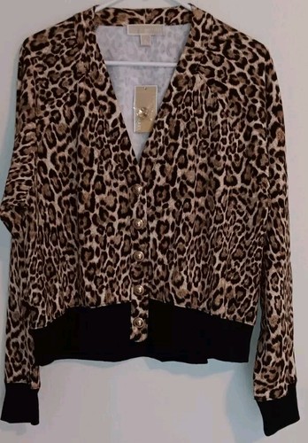 Michael Kors Women's Leopard Print Jacket Size L NWT - 第 1/4 張圖片