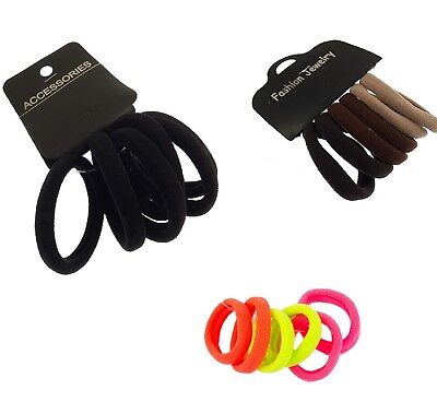 Set of 6 Small Soft Jersey Endless Fabric Hair Elastics Bobbles Ponios Bands Tie
