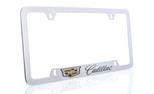 Cadillac with Crest Brass License Plate Frame...