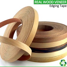 22mm Iron on Edging Tape Pre Glued Real Wood Veneer Strips Oak Beech Maple Pine