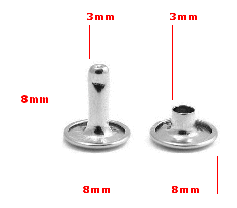 300 Stück Set Hohlnieten 6mm + 8mm + 10mm / Leder Stoff Gürtel Nieten Ziernieten - Bild 9 von 12