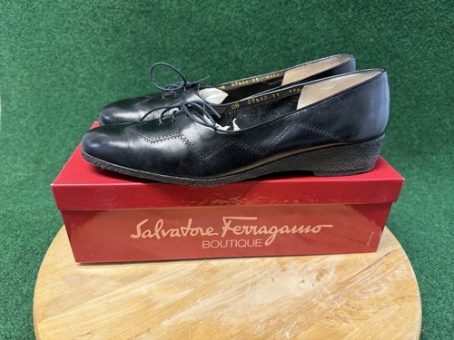 SALVATORE FERRAGAMO Women’s Black Tie Loafers SIZE 11 AAAA