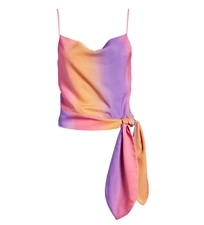 NWT 4Si3nna Elodie Tie Waist Crop Tank Sz L Pink Orange Purple Summer Festival