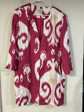 Chicos Blazer Jacket 3 16/18 Womens XL With Pockets Long Sleeve Lyocell/Linen
