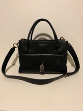 Marc Jacobs Black Lock That Real Leather Tote Satchel Crossbody Bag