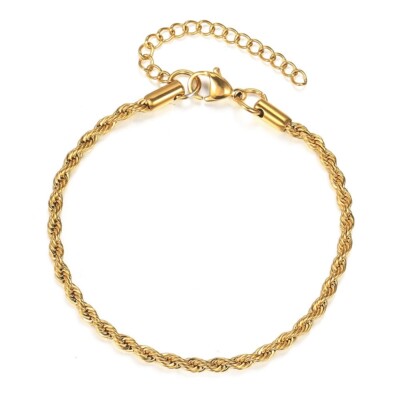 18kt vergoldet Armband gedrehtes Seil Herren und Damen Länge 21cm