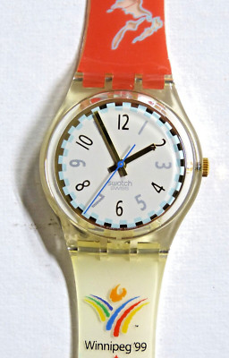 N.O.S. Swatch PAN-AMERICAN GAMES '99 Winnipeg Can. GK150E NEVER WORN fresh batt.