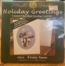 NEW MILL HILL HOLIDAY GREETINGS "FROSTY SNOW  GLASS BEAD GREETING CARD KIT