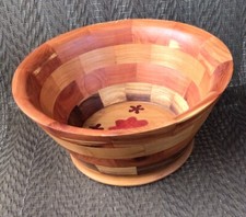 Vintage Mixed Wood Segmented Hand Turned Wooden Bowl