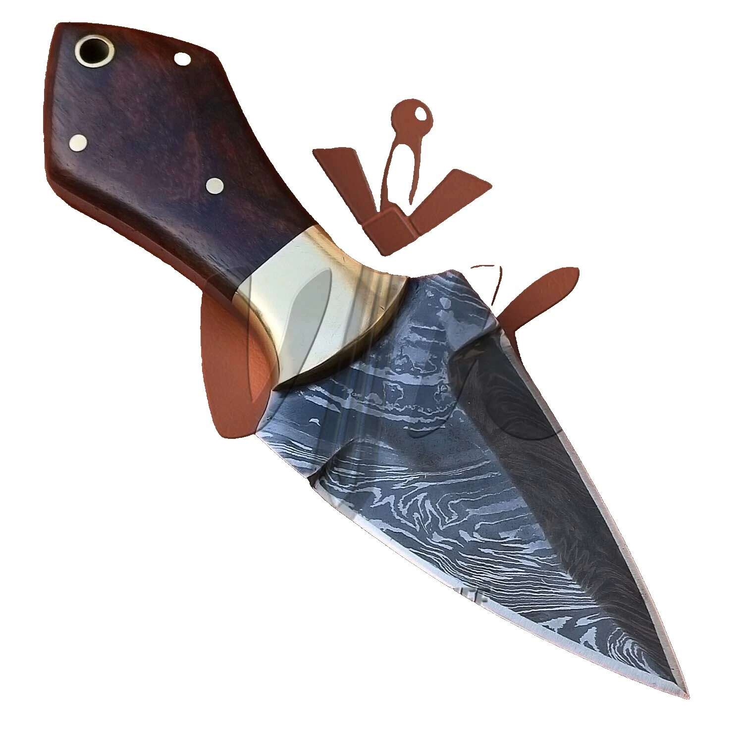 Hoja de acero de damasco mangos de hueso