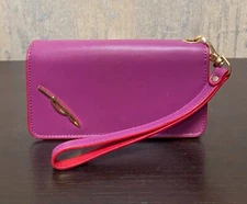 Brian Atwood Bifold Wristlet Phone Wallet Fushia 2 Color Leather New
