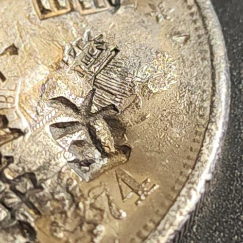 1874 P Trade Silver Dollar $1  Better Date, Rare, See Chop Marks