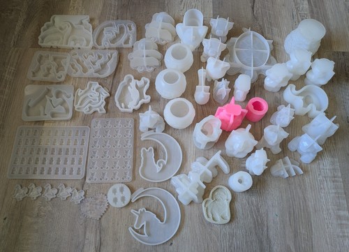 Lot of 50+ Silicone Resin Molds Mixed Designs Animals, Dogs, Bears, Owls, etc.