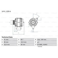 Bosch Generator Lichtmaschine 120A 14V FüR Saab 900 II Cabriolet 9000