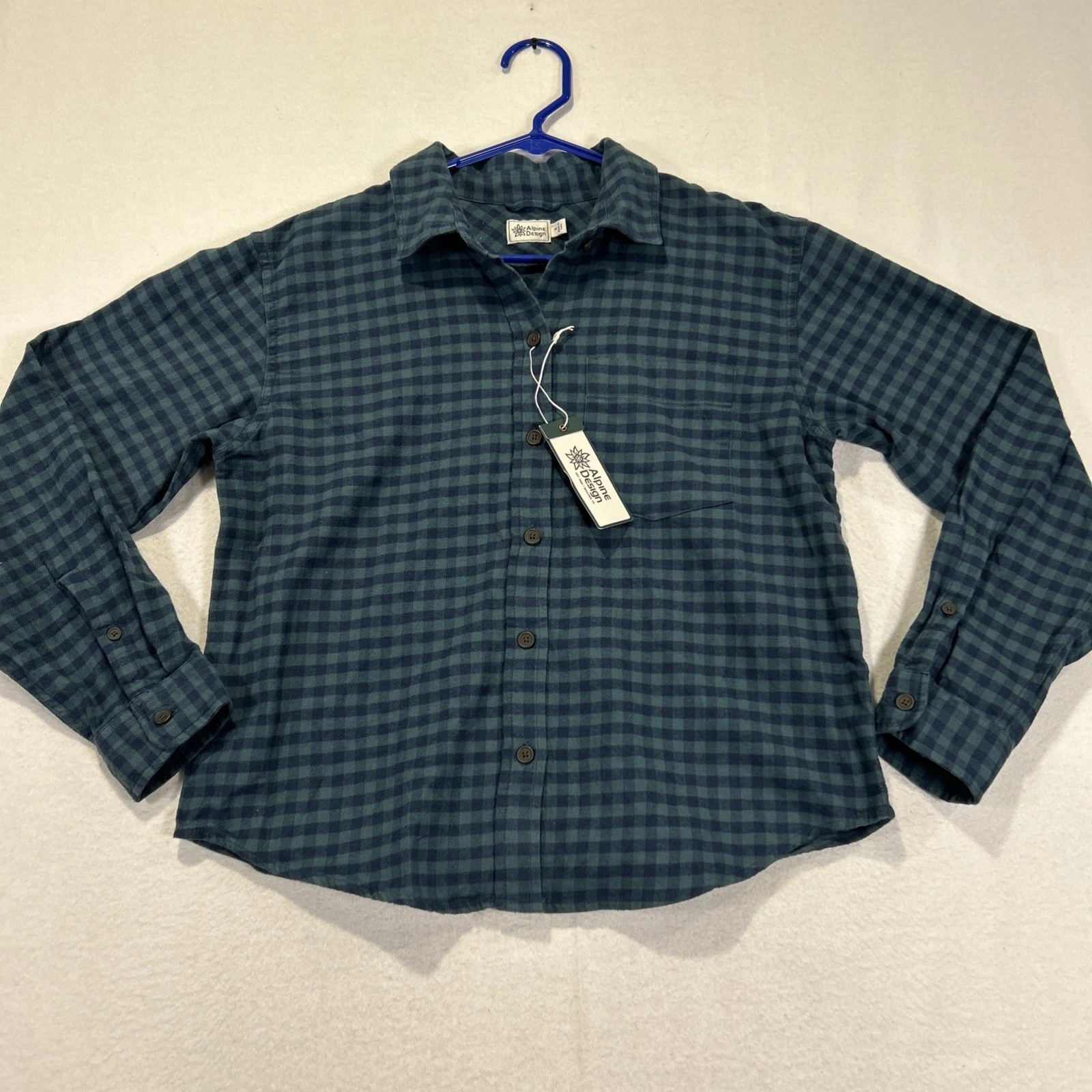 Alpine Design Hike Mid Weight Flannel Button Down Shirt Men's Small Plaid