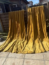 Vintage Cotton Velvet Curtains, Dark Gold 37”W x 103” L Each