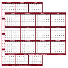 32" x 48" SwiftGlimpse 2027 Wall Calendar Erasable Yearly Wall Planner - Maroon