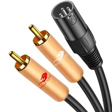 6.6FT XLR to 2 RCA Y Splitter Cable, Dual RCA to XLR Male Stereo Audio Interc