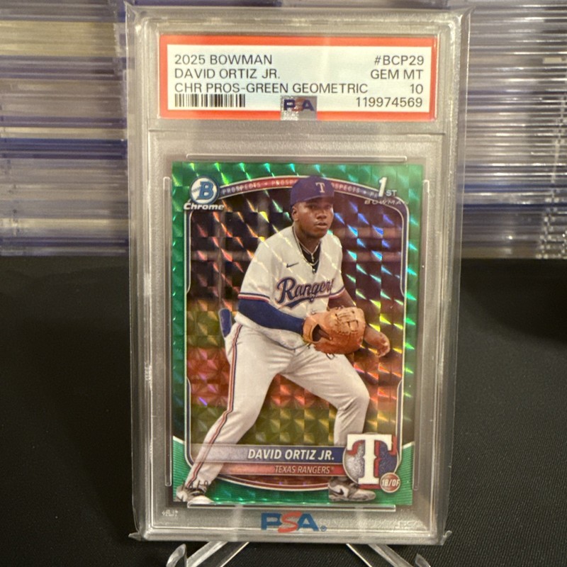 2025 Bowman Chrome 1st Bowman David Ortiz Jr.  Green Geometric /99 PSA 10 Pop 2