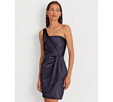 NEW LAUREN RALPH LAUREN NAVY BLUE PLEATED  SHEATH DRESS SIZE 16 $265