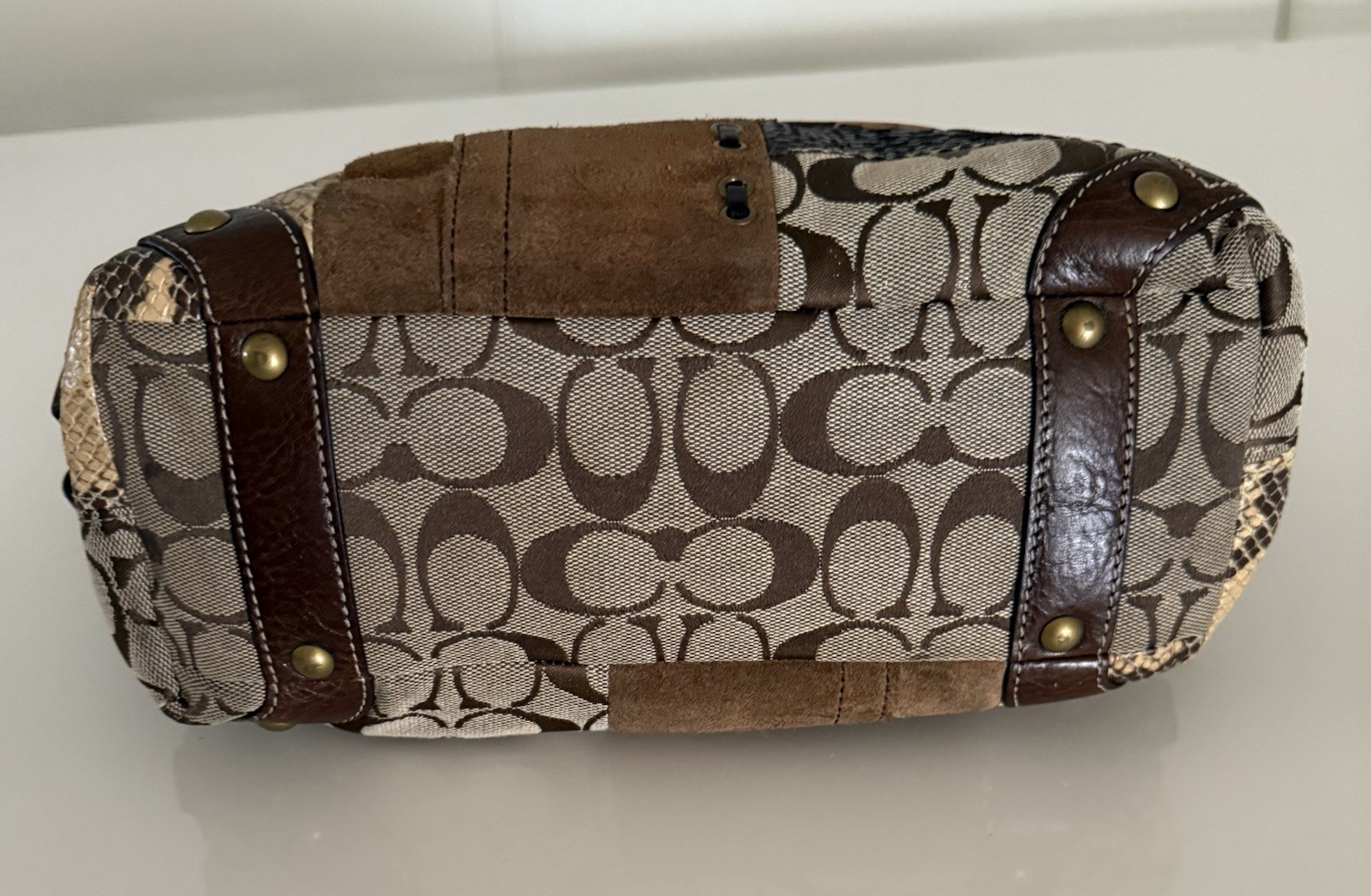 Coach Patchwork Jacquard Brown Leather Shoulder B… - image 18
