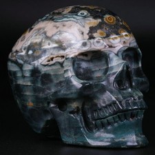 3.5" Ocean Jasper Carved Crystal Skull, Realistic, Crystal Healing