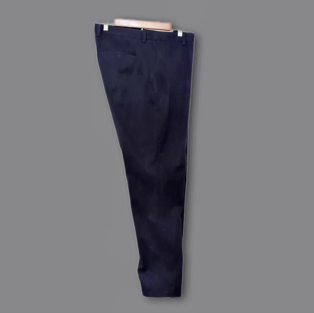 J. Crew Ludlow Mens Navy Blue Flat Front Pants Size 36x34 EUC Cotton 1% Spandex