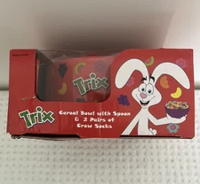 TRIX Cereal Bowl With spoon And 2 Pairs Of Crew Socks Size 8-12 Gift Set - NEW
