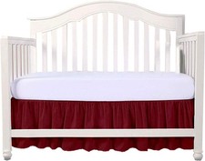 Crib Bed Skirt 28  x 52  with 14  Drop   Split 28" x 52"-14, Burgundy Solid