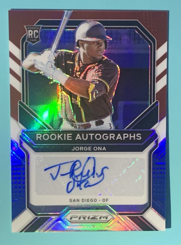 2021 Panini Prizm-Jorge Ona-Rookie Auto-Red,White, & Blue Prizm (RC) Ser. #03/50
