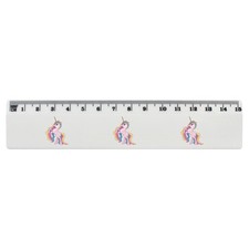 'Rainbow Unicorn' White Plastic Ruler RL024802 
