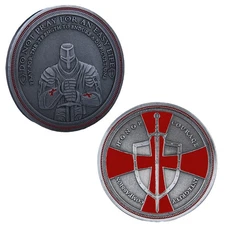 Challenge Coin Crusader Sword and Shield Life Creed Knights Templar Cross Medal