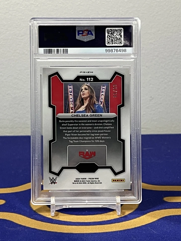 2024 Panini Prizm WWE - Chelsea Green - Orange Prizm 80/99 - No. 112 - PSA 9 - Image 2 of 2