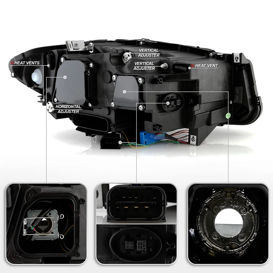 2011-2013 BMW F10 528i 535i HID w/AFS LED Tube Sequential Projector Headlights - Imagem 4 de 4