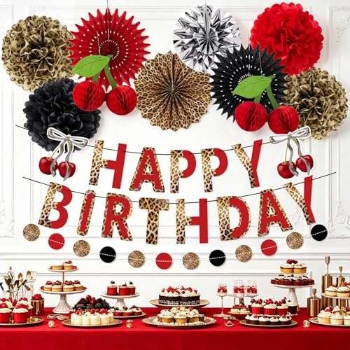SUNBEAUTY 13pc Leopard Print Birthday Party Decorations  Assorted colors
