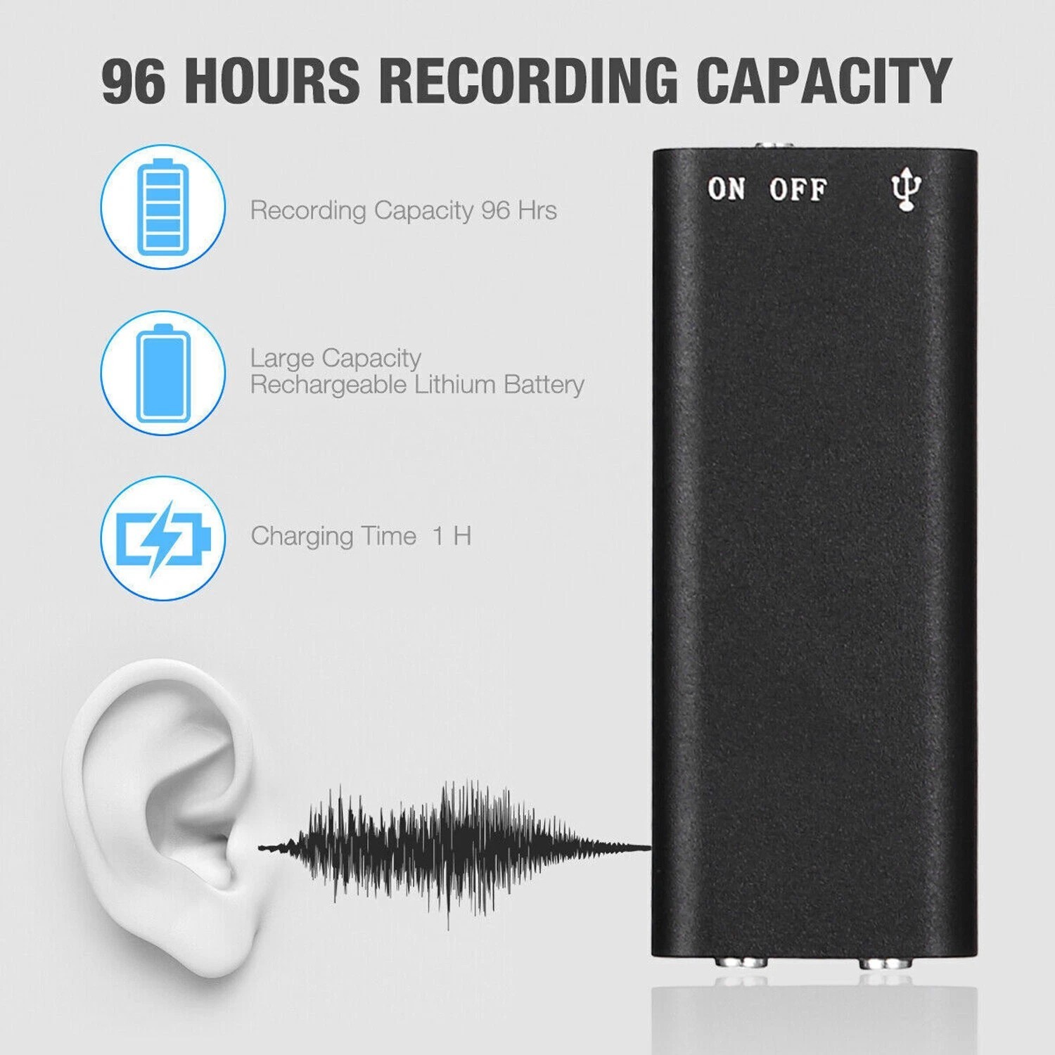 Mini Spy 16GB Voice Activated Hidden Audio Recorder - Office Use