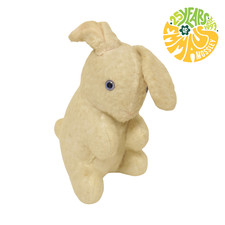 Vintage Chad Valley Stuffed Flock Bunny Rabbit 10” 25cm Tall Injury To Ear Cream