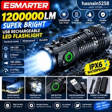 1200000LM USB Rechargeable LED Flashlight Super Bright Torch Tactical Lamp