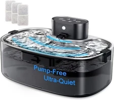 No Pump Wireless Cat Water Fountain,112oz/3.3L Whisper Quiet Pet Water Fountain