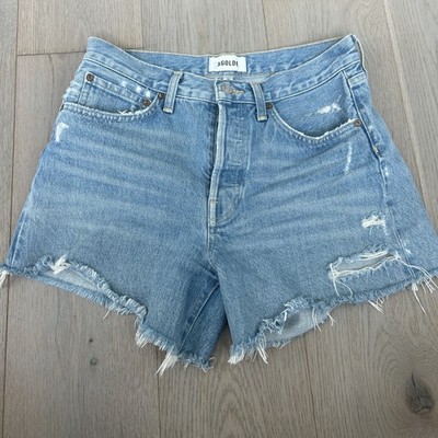 AGOLDE Shorts Womens 28 Swapmeet  Parker High Rise Cutoff Denim Distressed Fray