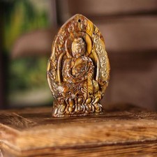 Natural Nuwa Stone Vairocana Buddha Pendant Jade Carved Amulet