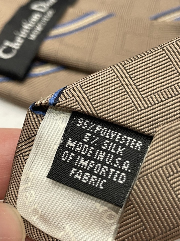 Christian Dior Brown Blue Repp Striped Necktie Tie Vintage Logo 3 25 christian-dior-brown-blue-repp-striped-necktie-tie-vintage-logo-3-25