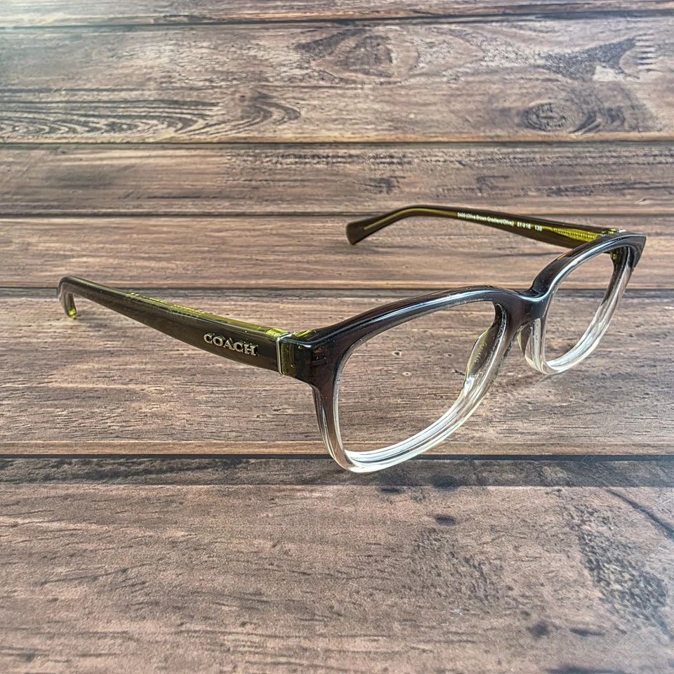 Coach Eyeglasses Womens Olive Brown Gradient Clear HC6089 5408 Rectangle Frames - Image 2 of 4