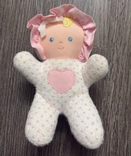 Eden Doll Pink Polka Dot Rattle Heart Terry White Bonnet 8" Rare