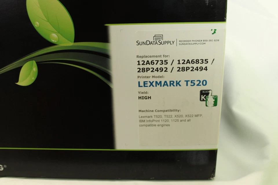 Toner Cartridge for Lexmark T520 X522 x520 12A6835 28P2492 28P2494 12A6735 - Image 2 of 4