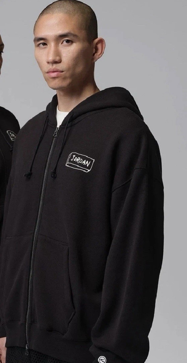 新品M Nike Jordan FRAGMENT UNION Zip Hoody Nike Jordan Union x Fragment x Jordan Front Zip Hoodie (Black/Sail