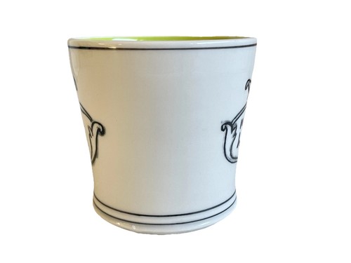 Anthropologie MAKE IT HAPPEN Molly Hatch Mug White Green Stripe Cup 2 - Picture 4 of 9