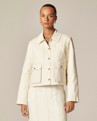 J.Crew Sz Small Cropped Barn Jacket  In Ripstop Cotton Ivory Lace NWT